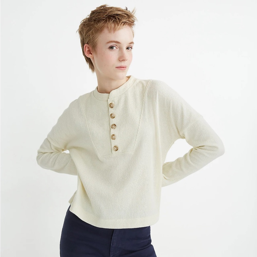 Madewell Textured & Thread Henley Top Size L